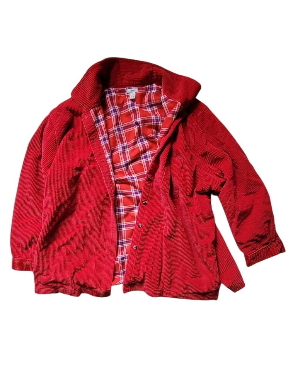 LL BEAN Vintage Lined Corduroy Button-Up Shacket Womens 3X Red